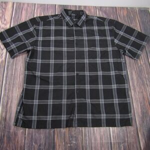 Yago Shirt Mens 3XL Black Plaid Short Sleeve Button Up Polyester Easy Care